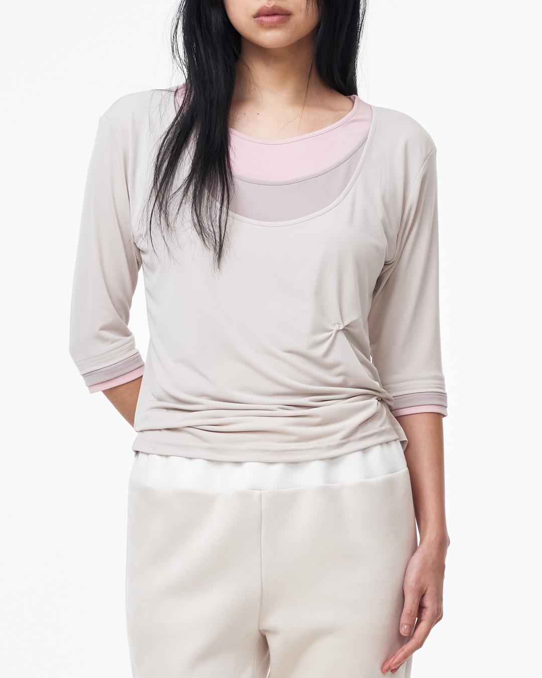 3-LAYERED HALF TOP beige