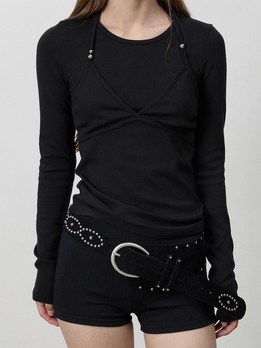 WESTERN CURVE STUD BELT BLACK