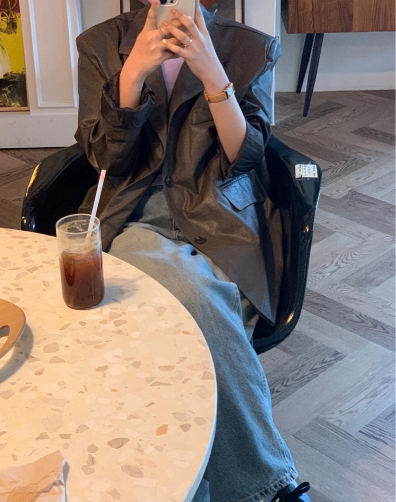 오브 빈티지 레더 자켓 카라 루즈핏 자켓