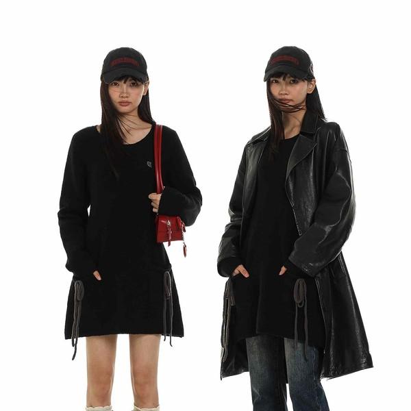 Moromoro Wool Ribbon Metal Standard Pocket Dress