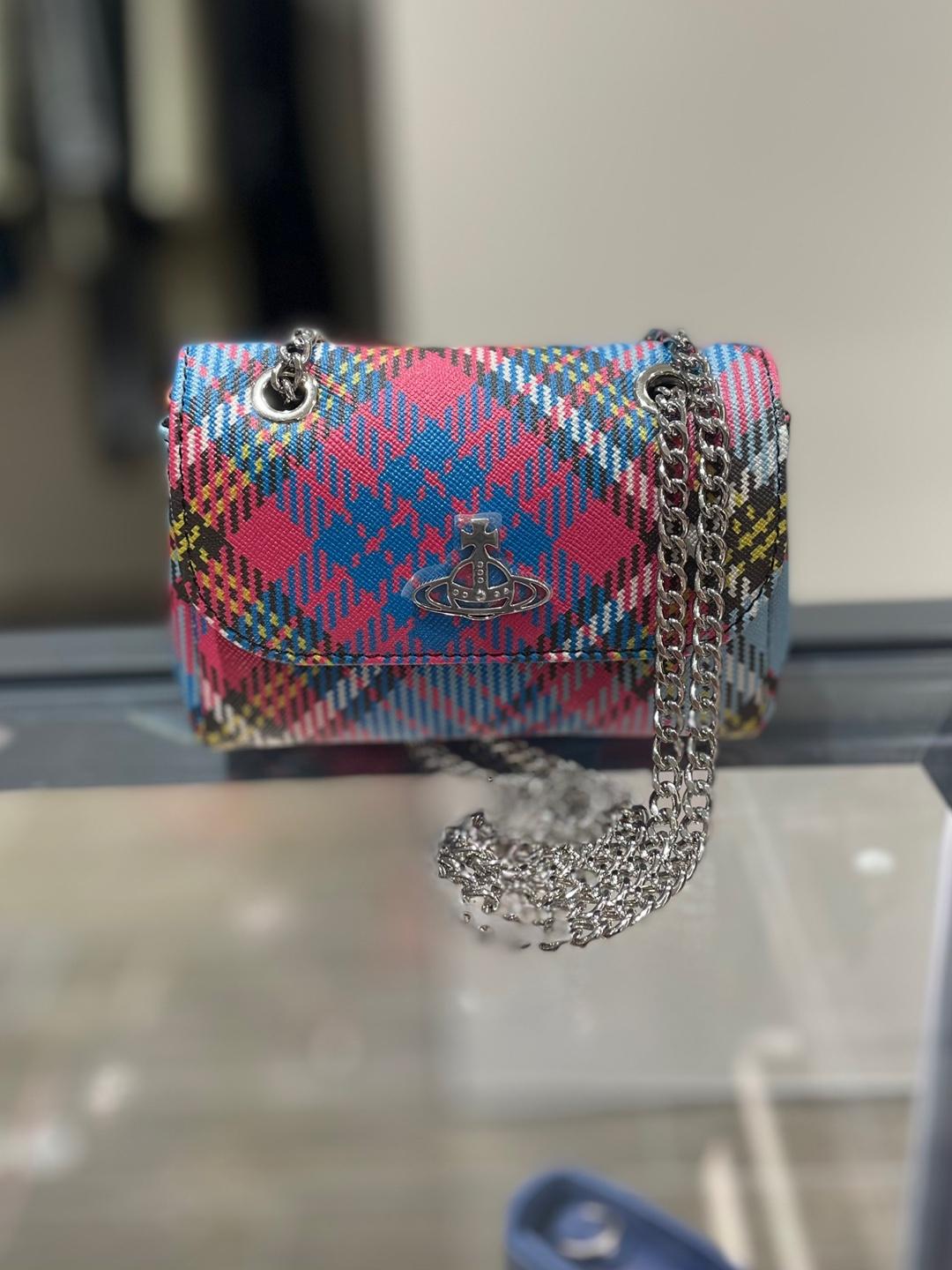 비비안웨스트우드 직수입 사피아노 스몰 체인백 블루체크 (VNSCBA2029)