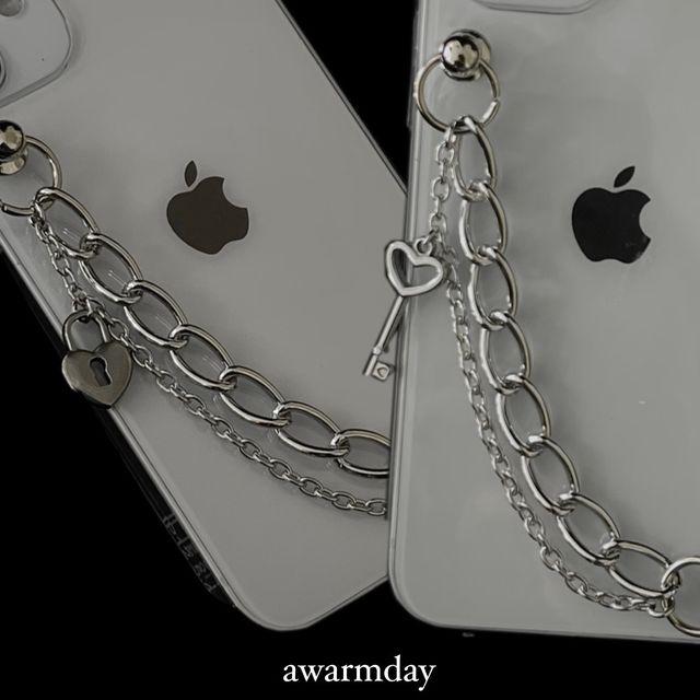 LOVE lock key strap case 체인 스트랩케이스 갤럭시S22케이스 아이폰케이스 아이폰se3케이스 빈티지케이스 감성케이스