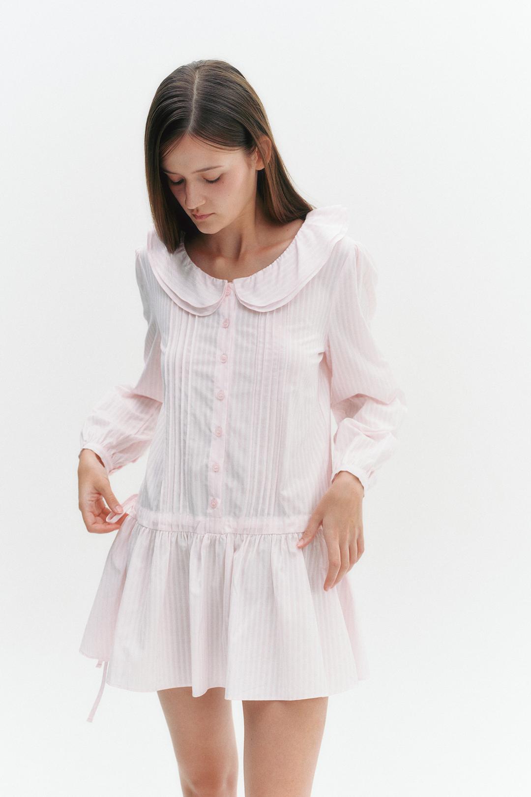 Double Frill Shirt Dress Stripe