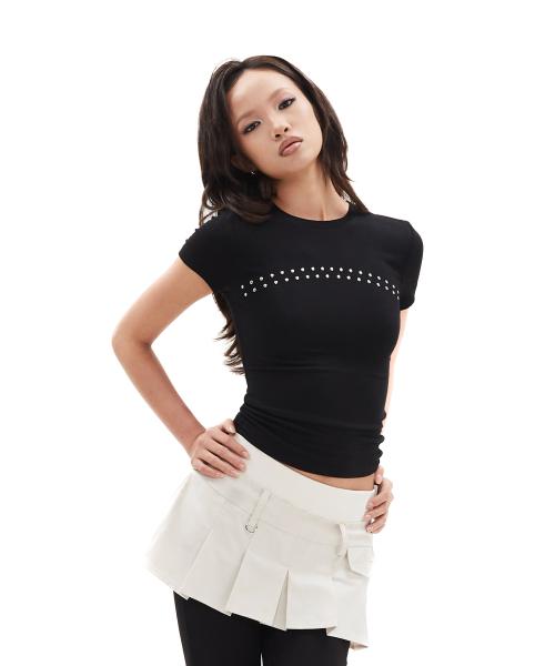 오르빗 스터드 슬림 티 [블랙]