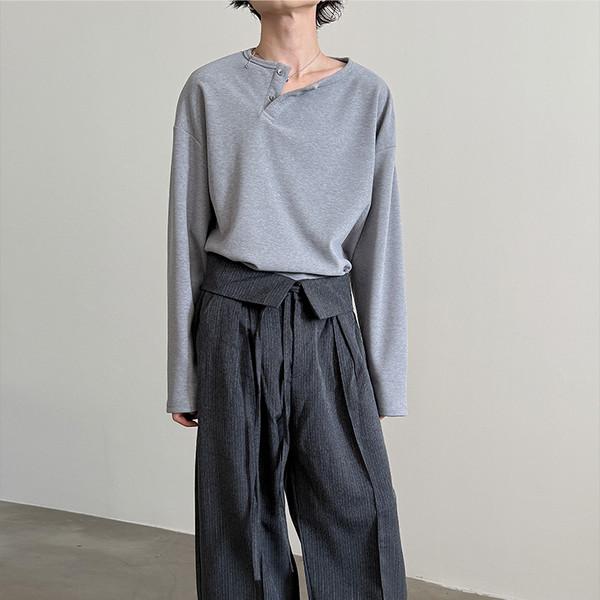 웨이스트 롤업 와이드 팬츠