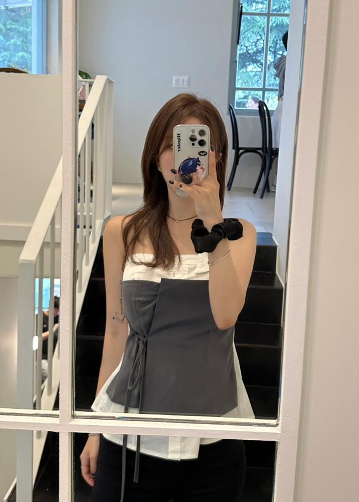 무드 레이어드 여성 코튼 블라우스 탑