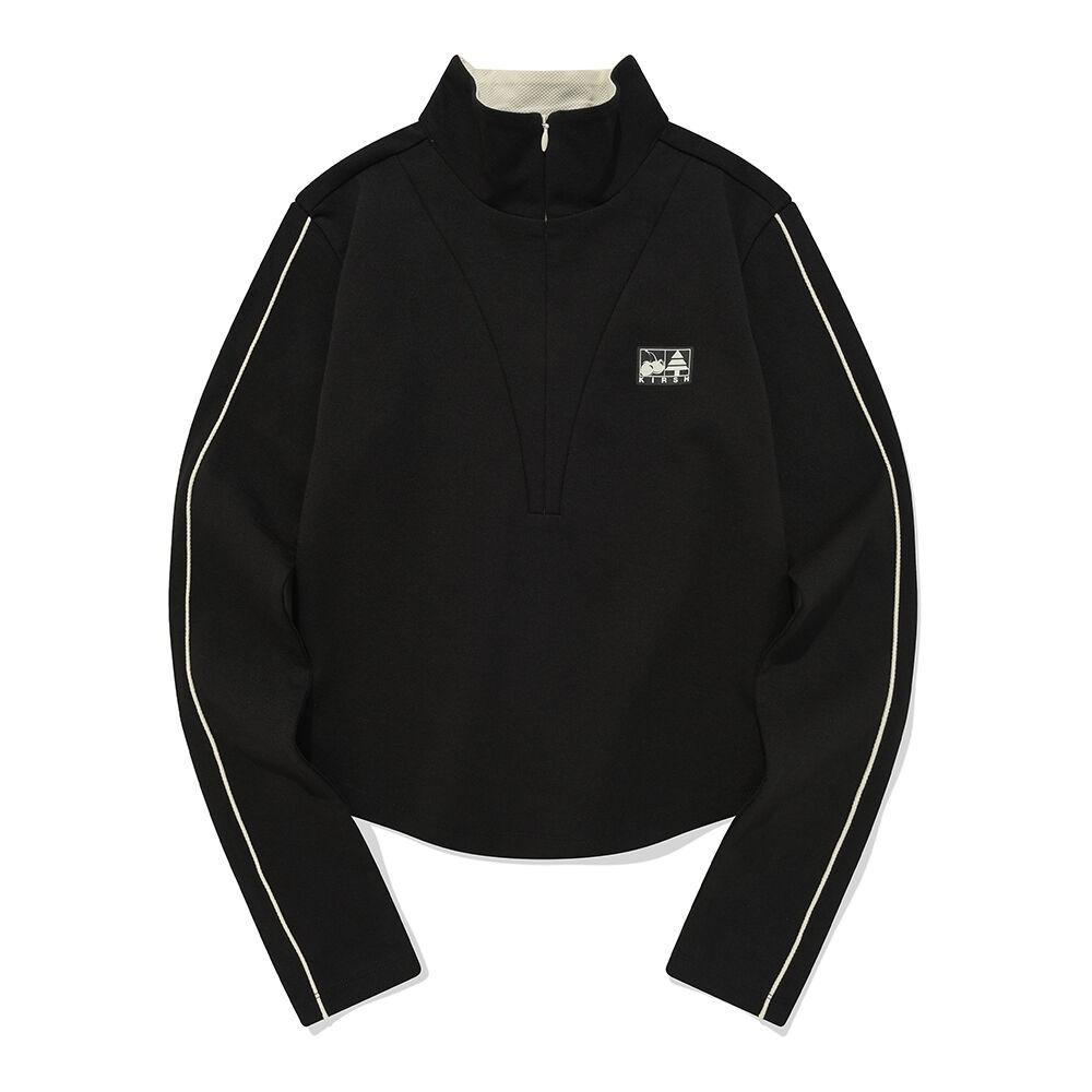 컬러 포인트 하프 집업 롱 슬리브 [블랙]