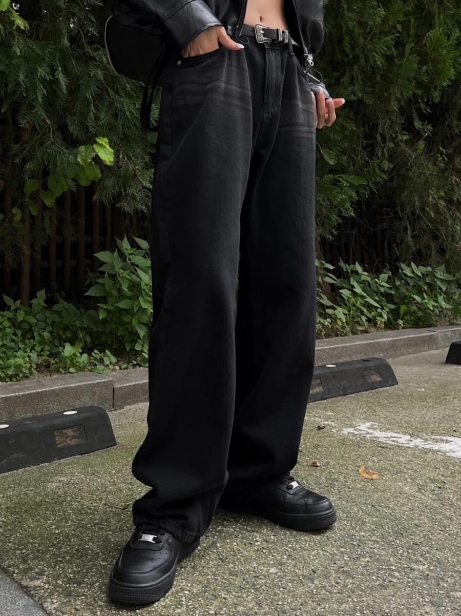 Hazel Wide Denim Pants (black)