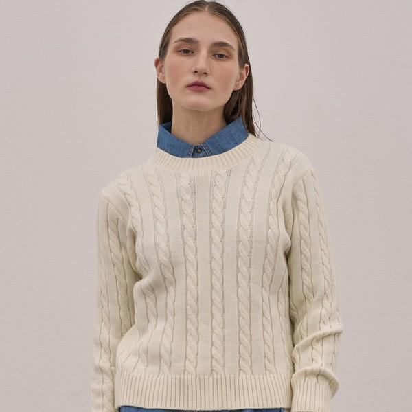 [ZERO] Cable Crewneck Knit Ts_6Color