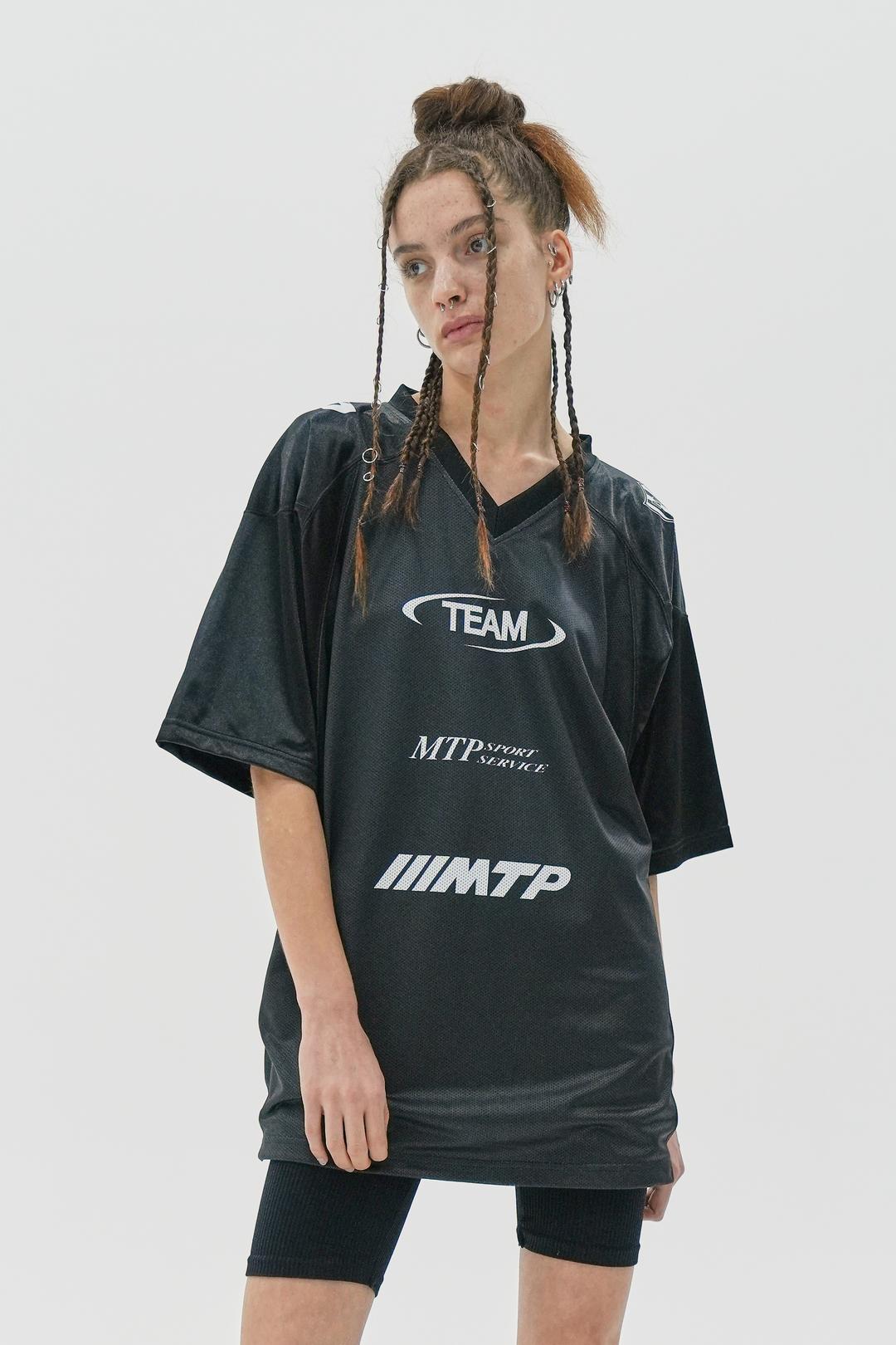 MASH MIX JERSEY HALF TOP / BLACK