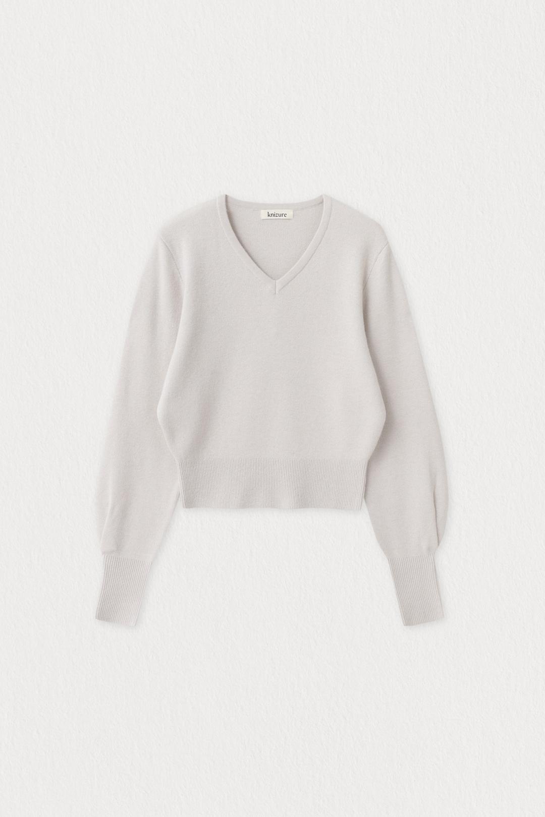 캐시미어 벨슬리브 브이넥 풀오버_Stone