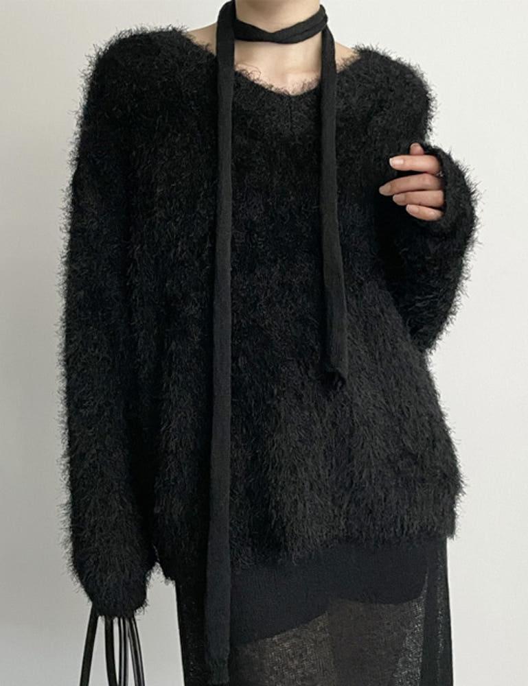 로에 수술 브이넥 니트 [3color]