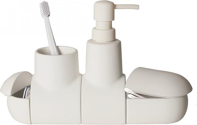 Seletti Submarino Bathroom Accessory Set, Porcelain, White, 25.5 x 7 x 17.5 cm