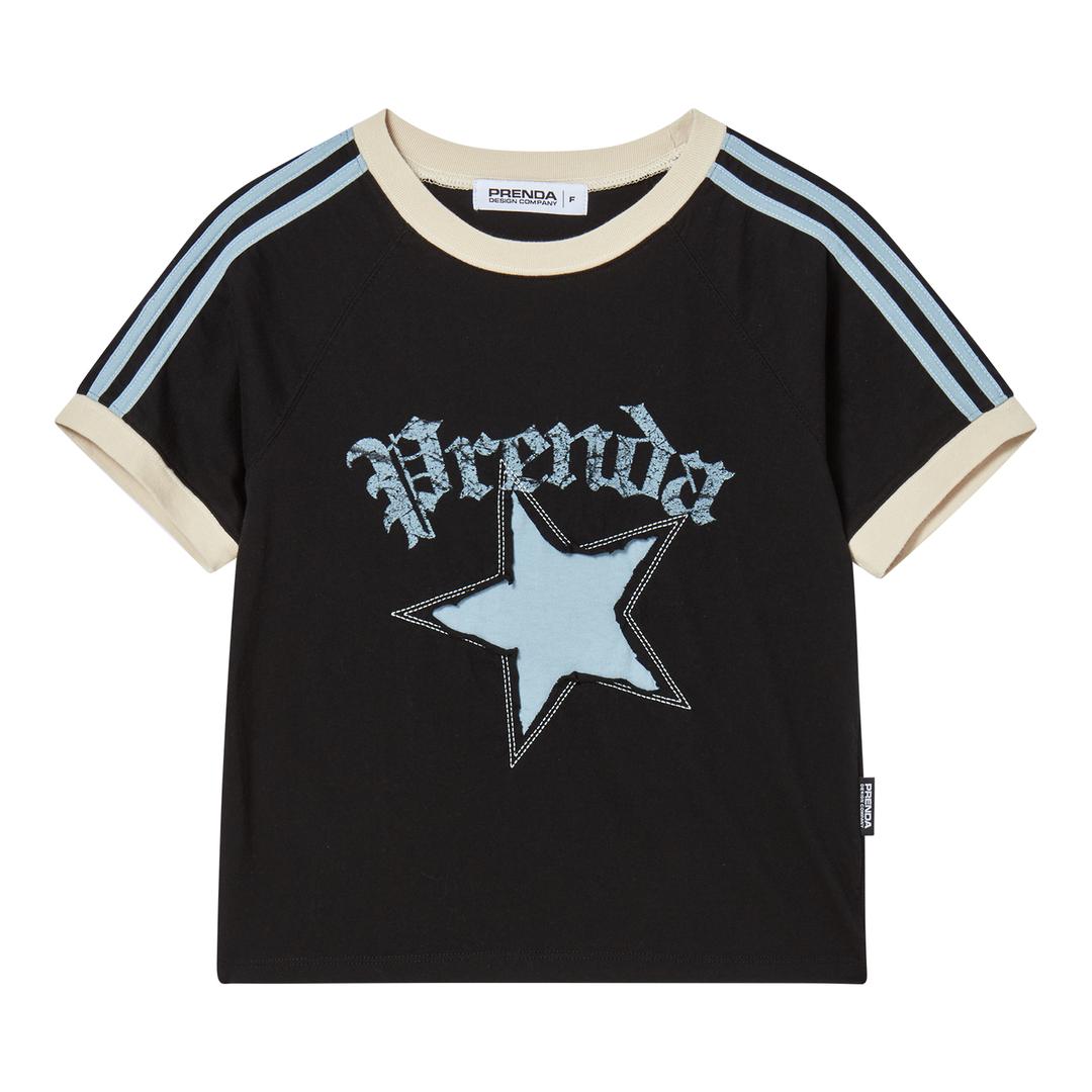 [7/4일 예약 배송]STAR CUT-OFF COLORING RAGLAN TEE BLACK