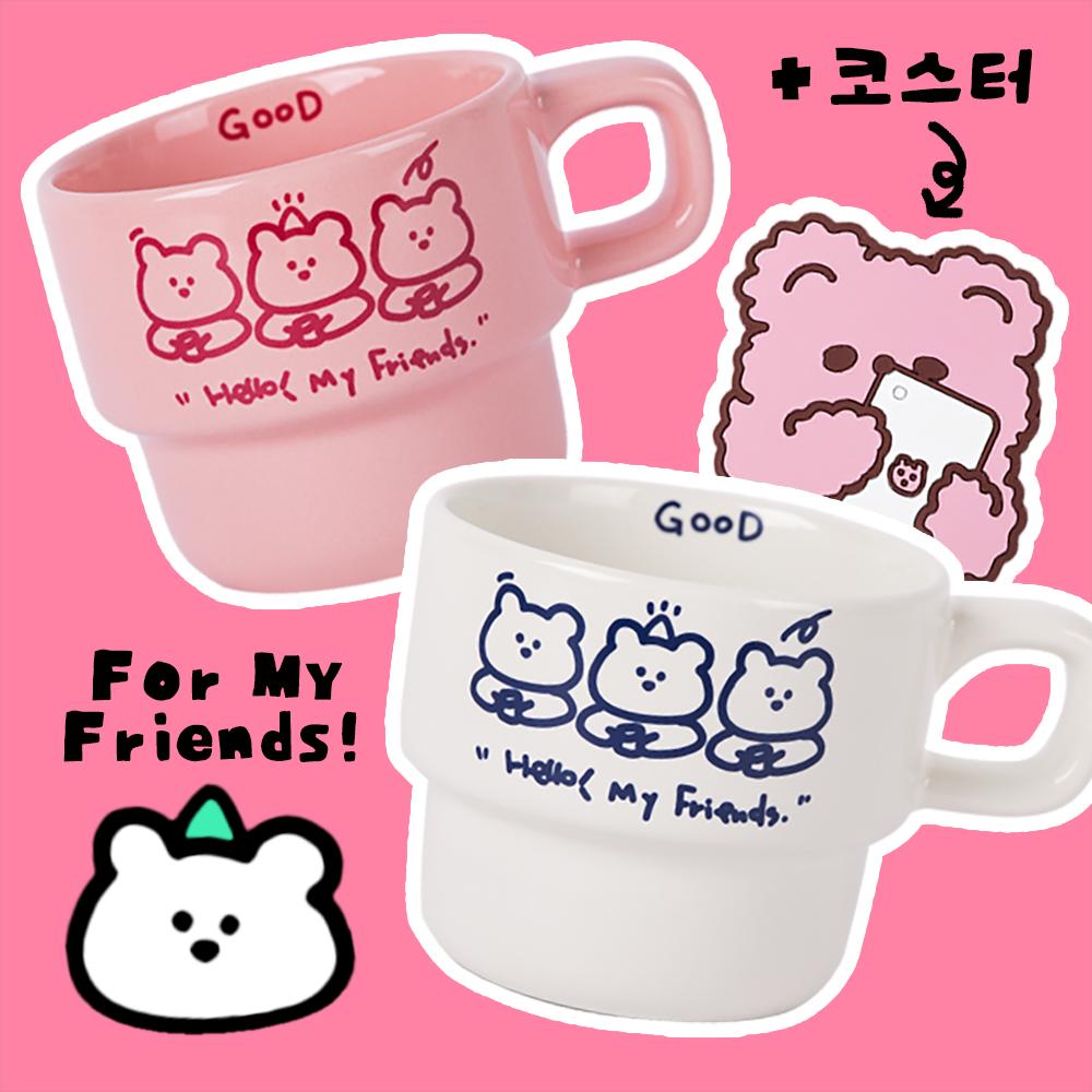 (+곰돌이 코스터 증정) 곰돌이 하우스 머그컵 귀여운 동물 컵 감성 홈카페 집들이 자취 선물