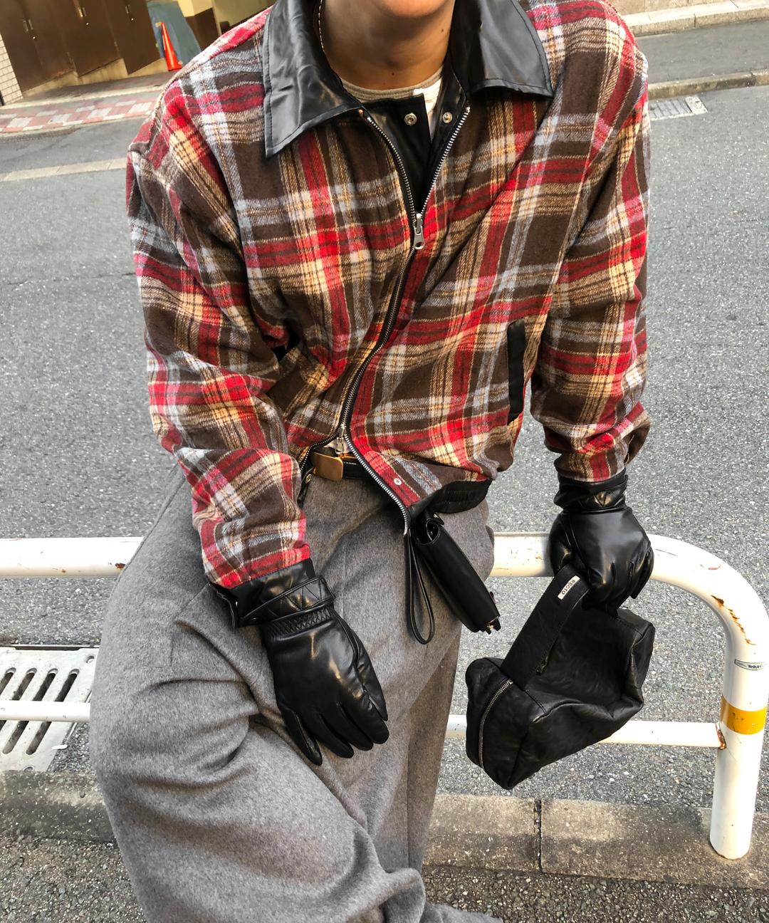 REVERSIBLE CHECK LEATHER JACKET