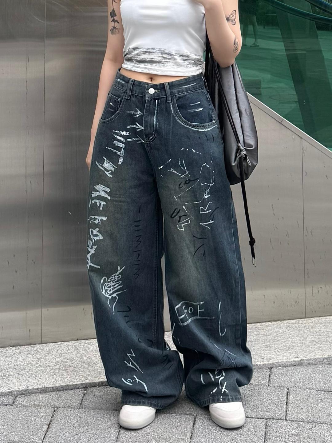 그래피티 데님 팬츠