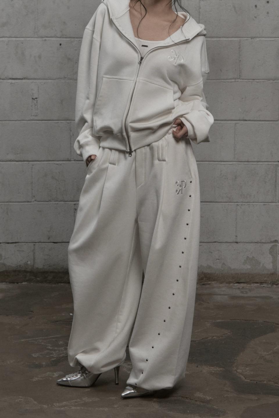 Steel Stud Sweat Pants (white)