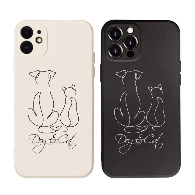 멍냥이 아이폰 테두리 사각 스퀘어 컬러케이스 커플 인싸 우정 폰 케이스 핸드폰 휴대폰 아이폰13 12 11 프로 미니 XR XS MAX SE2 7 8 플러스