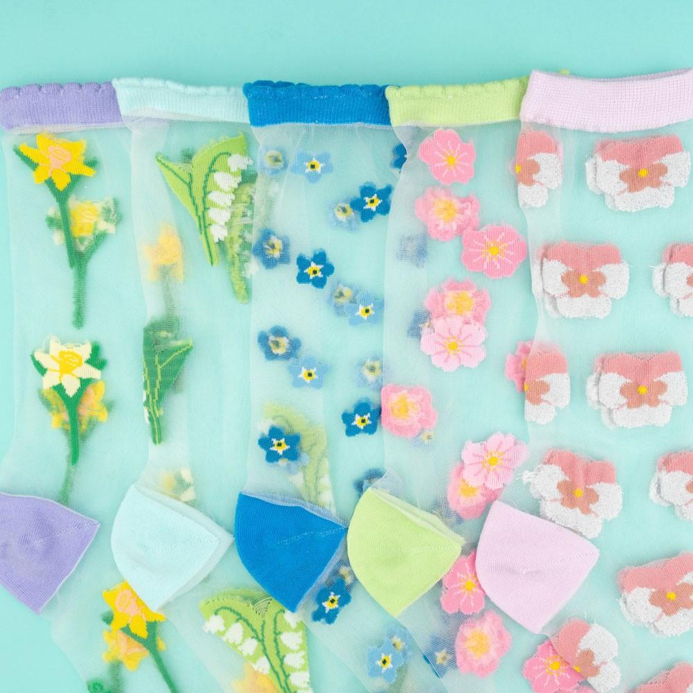 coucousuzette 쿠쿠수제뜨 시스루스타킹 시스루양말 (플라워)