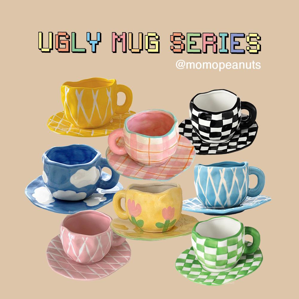[모모피너츠] 어글리 시리즈 13가지 머그컵 세트 소서세트 카푸치노잔 디저트접시 홈카페