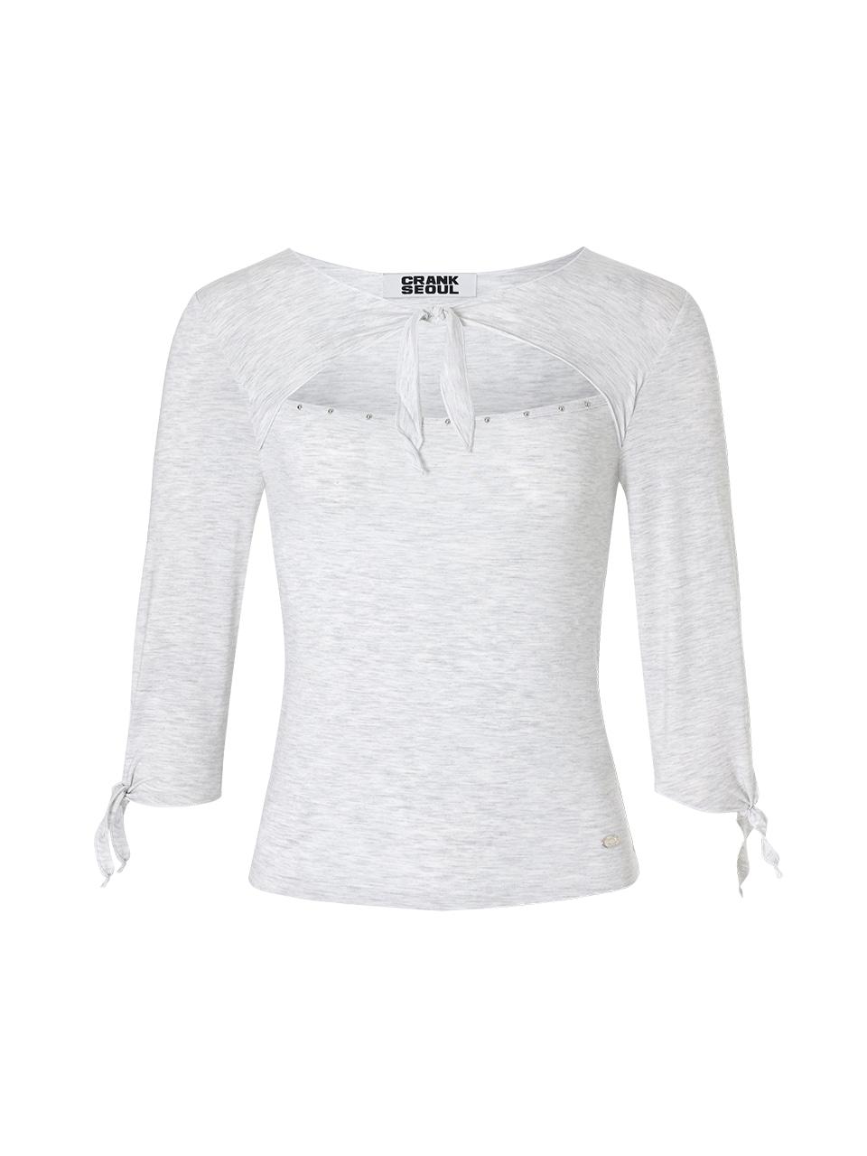 STUD TIE TOP_LIGHT MELANGE GREY