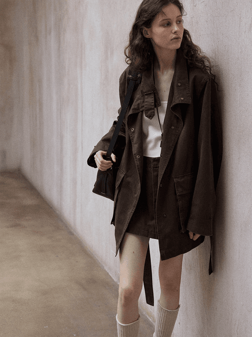 Bints 하이넥 카고 하프 자켓