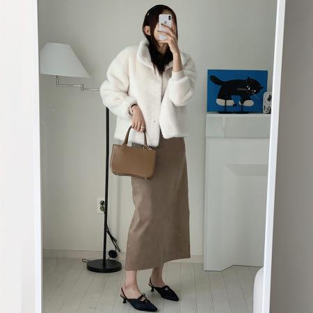 이런 상품 어때요? [꾸니 PICK] 스웨이드 H라인 밴딩 스커트 (VLSAY2345)