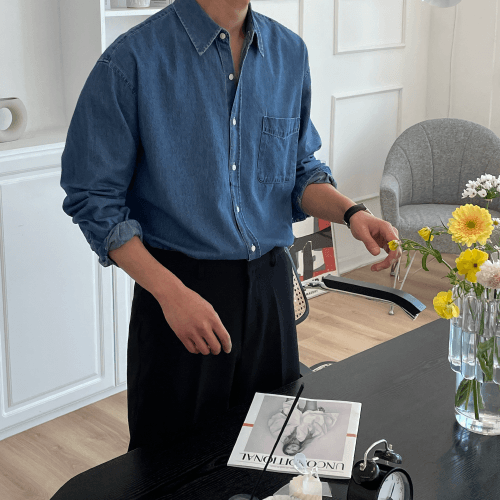 렉트 베이직 데님셔츠