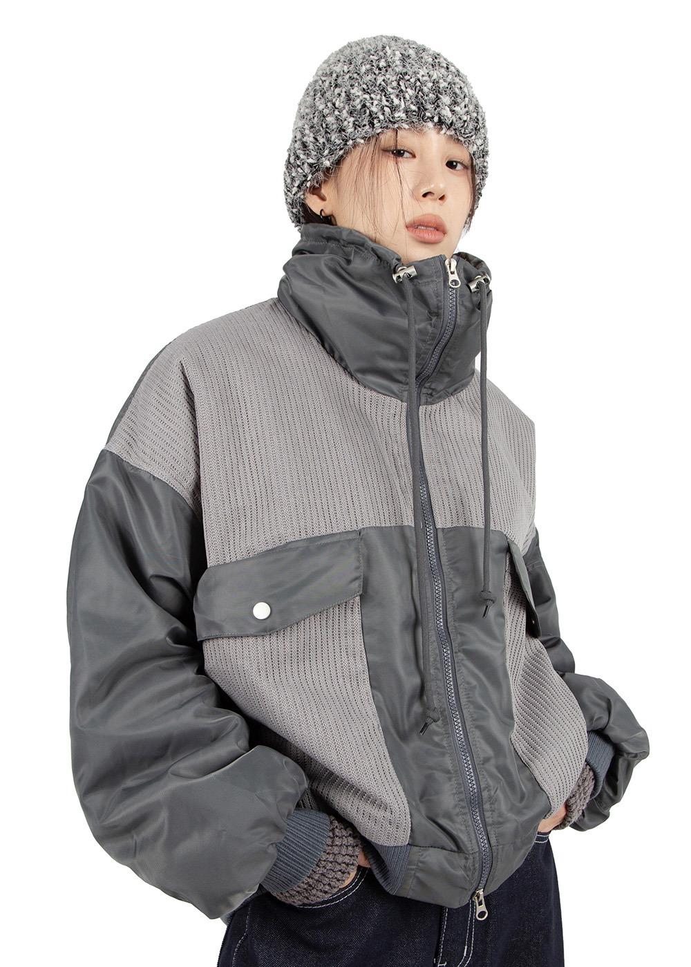 RIBBED BOMBER PADDED JACKET *열흘 소요*