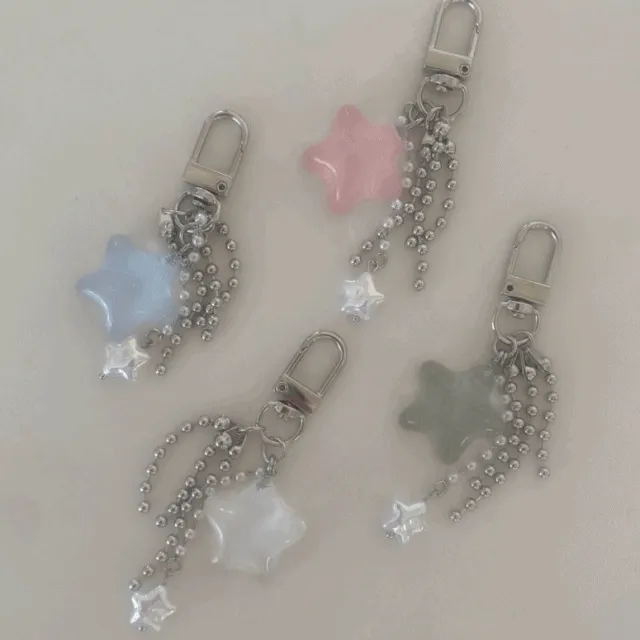 [추천🩵] 영롱한 파스텔 워터 스타 에어팟 가방 차키 열쇠고리 우정 군번줄 특이한 키링 백참