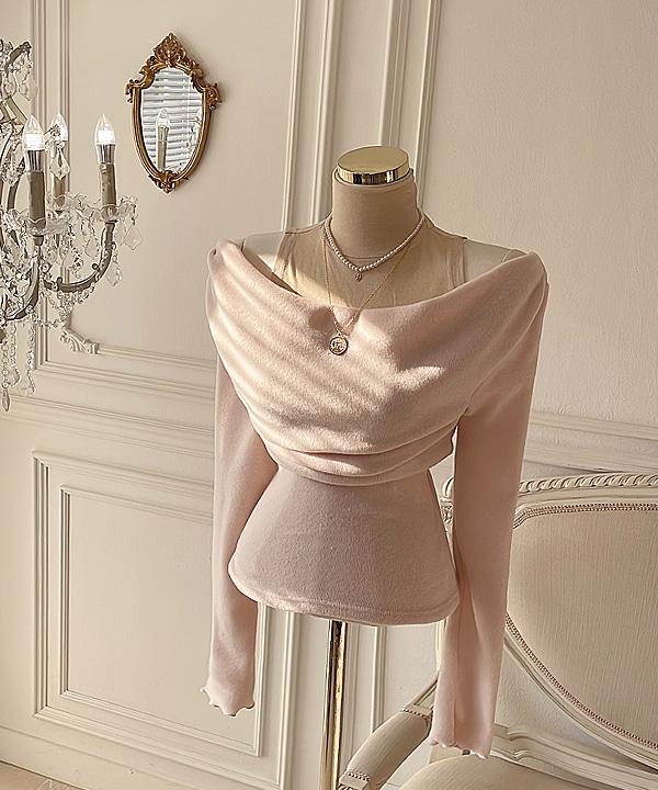 엘다 오프숄더 기모 니트티 / 결혼식 하객룩 데이트룩 파티룩 브라이덜샤워 셀프웨딩 웨딩촬영 연말모임룩 오프숄더니트 오프숄더티 폴라티 폴라니트 트임티