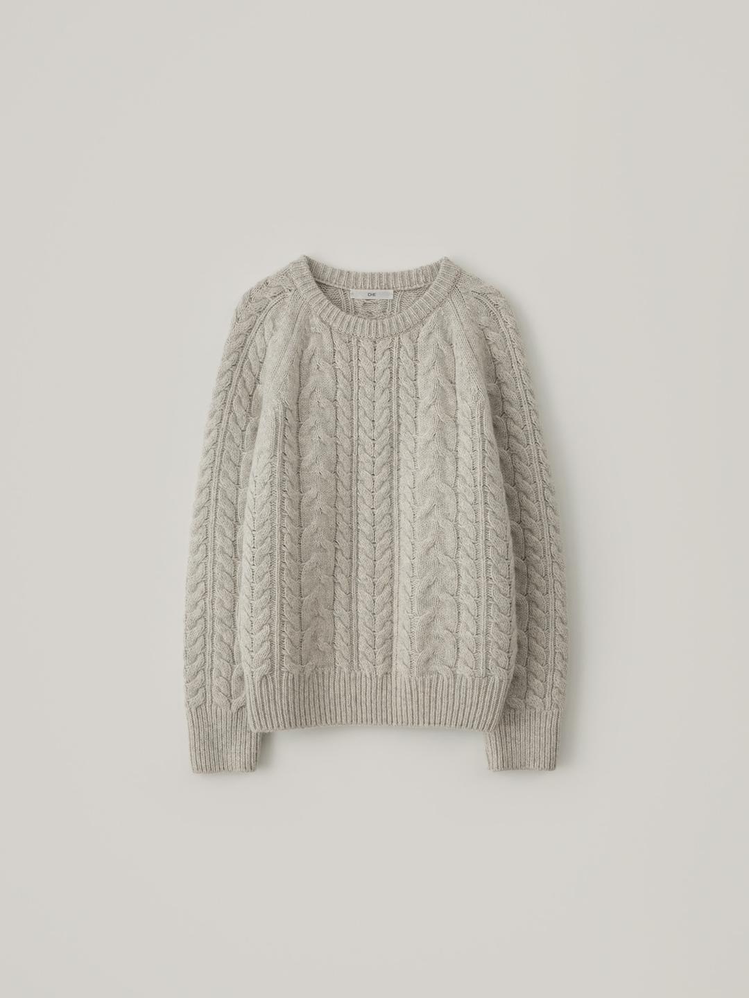 Alpaca Cable Knit - Oat Gray