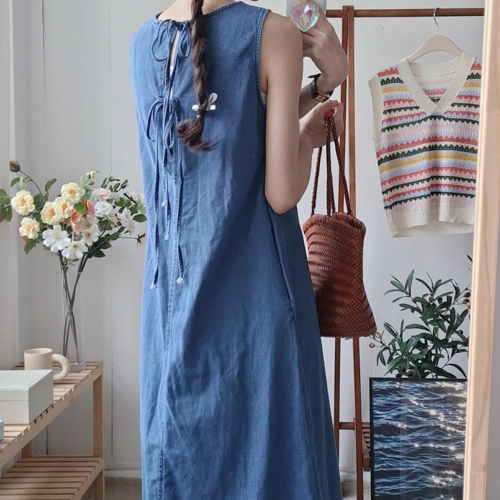 [봄SA LE]뒷리본 데님 원피스