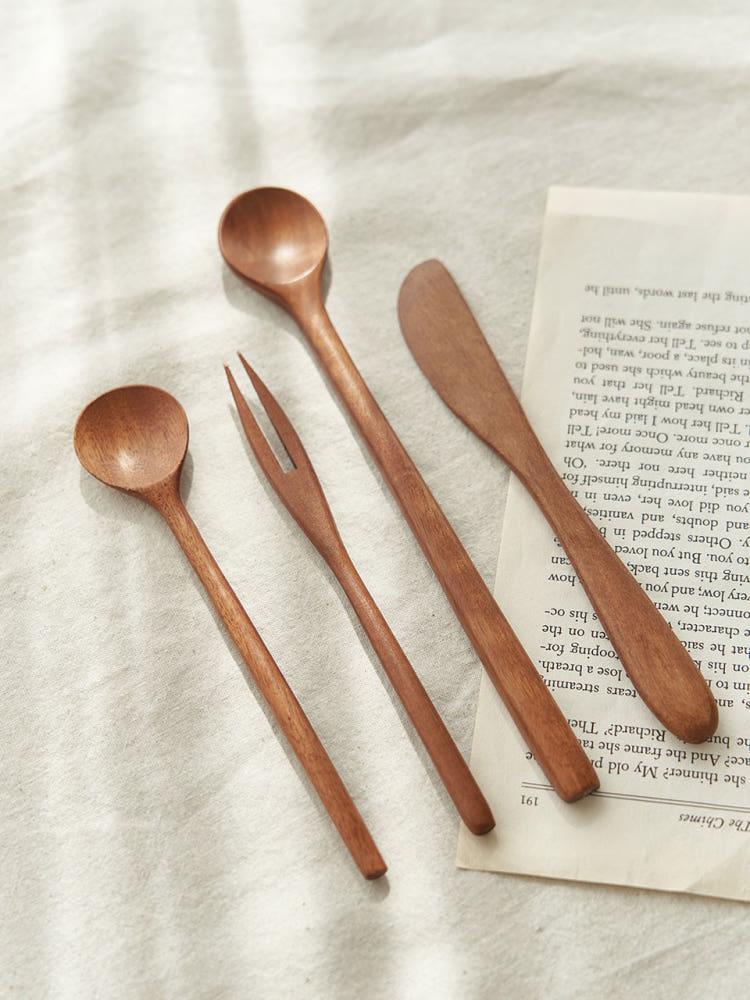 내츄럴 우드 디저트 커트러리