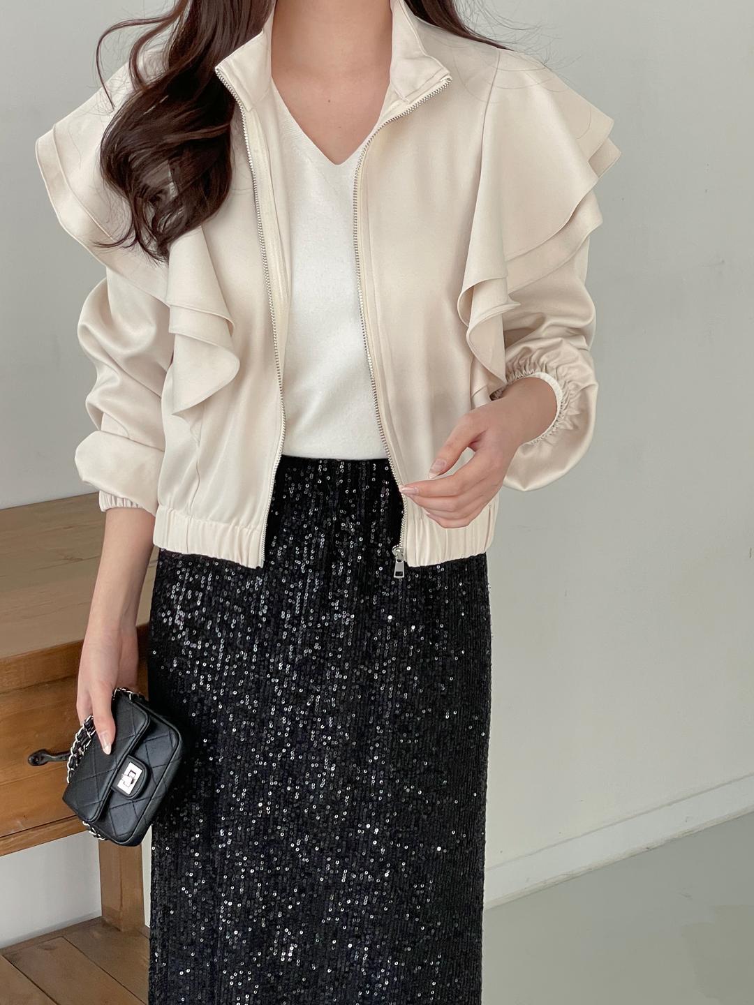 [라이브특가,연아실장추천]랄라 브이 날개 프릴 집업