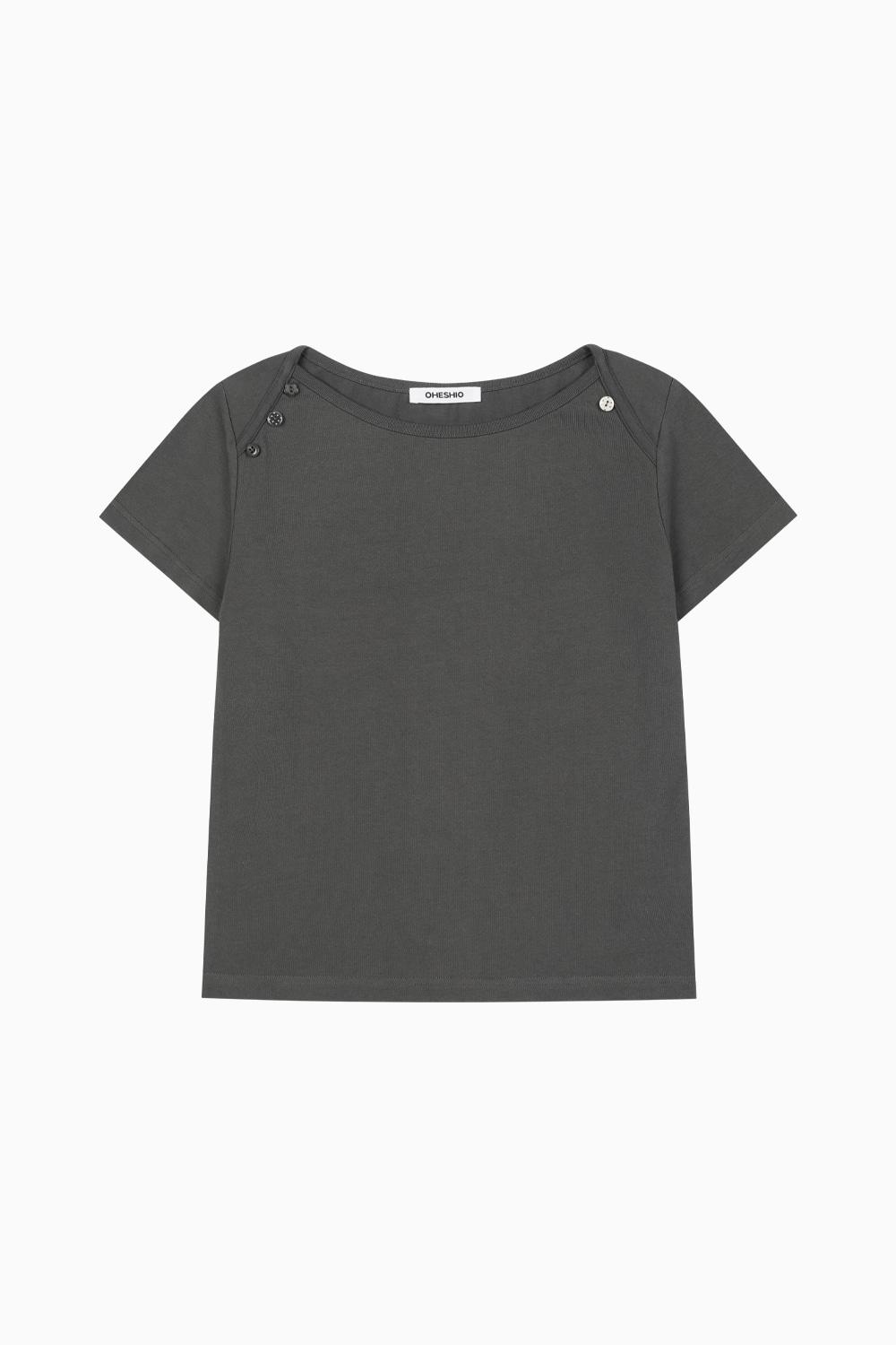 DOT BUTTON T-SHIRT, CHARCOAL