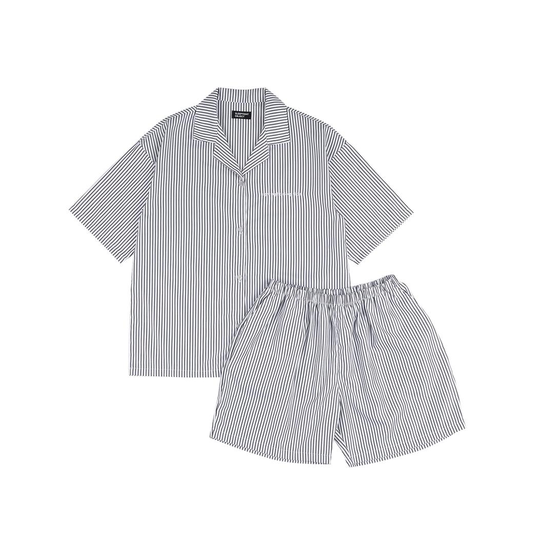 [프리오더] night night stripe pajama set - black