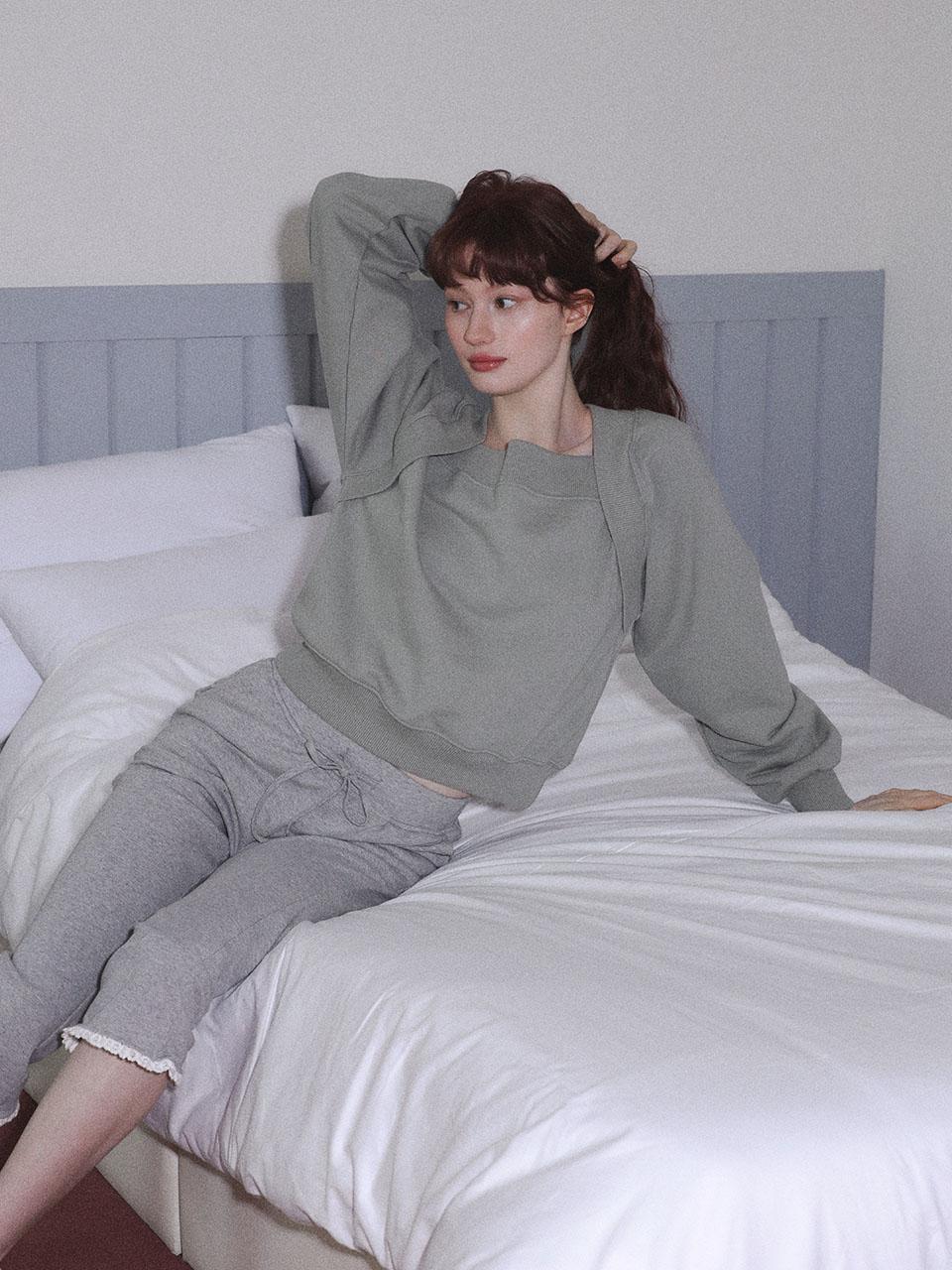 bolero sweatshirt [light khaki / black / oatmeal / White Melange]