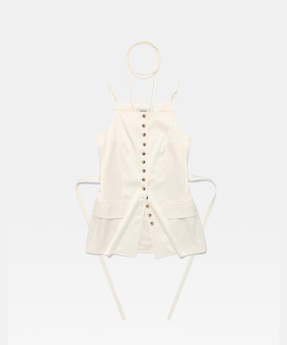 MULTI BUTTON DETAILED VEST BLOUSE - CREAM