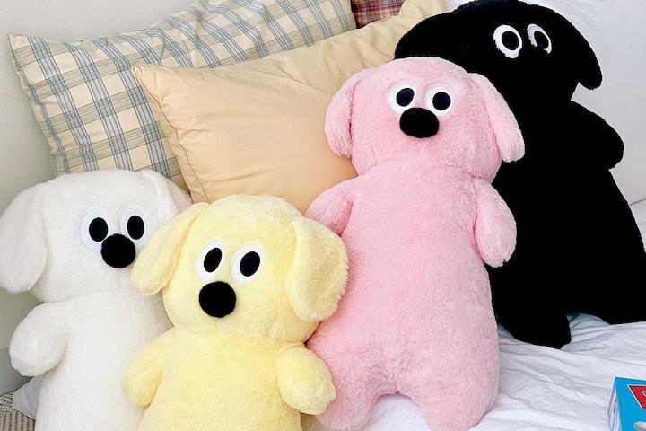 힐끔 왕코 강아지 쿠션 인형 안고자는 롱쿠션 애착인형 동물 바디필로우 등쿠션 4colors