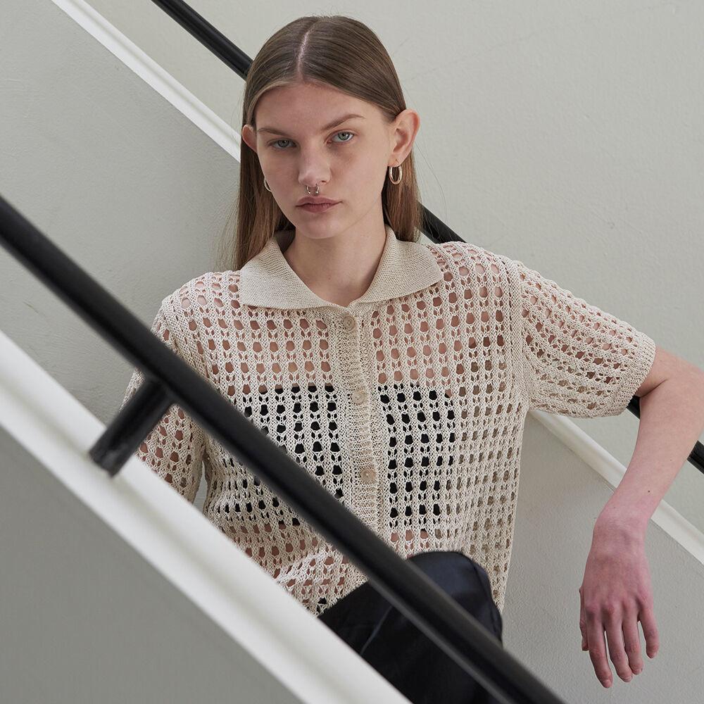 COLLAR PAPER CARDIGAN IVORY