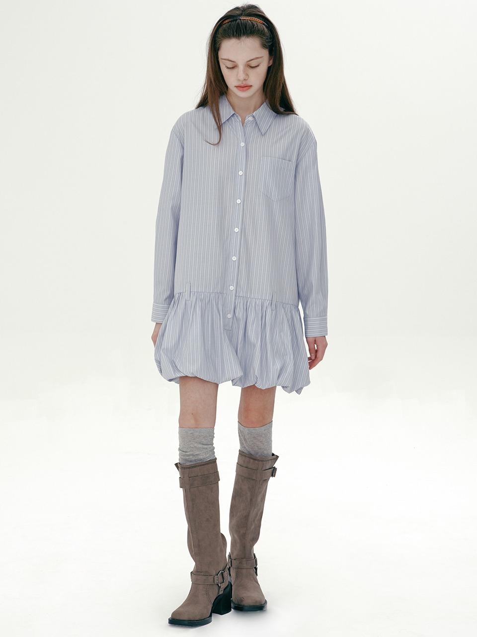 SHIRT BALLOON ONE-PIECE (LIGHT BLUE)