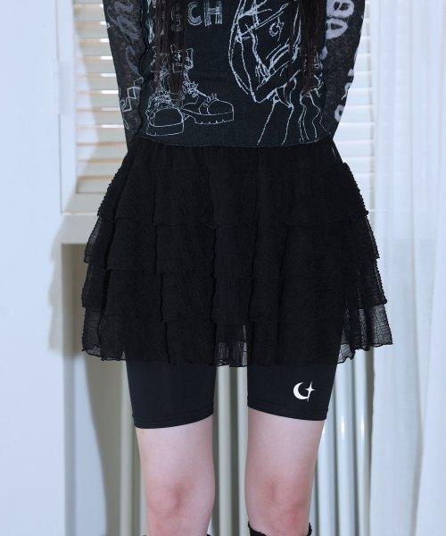 0 8 티어드 스커트 레깅스 - 블랙