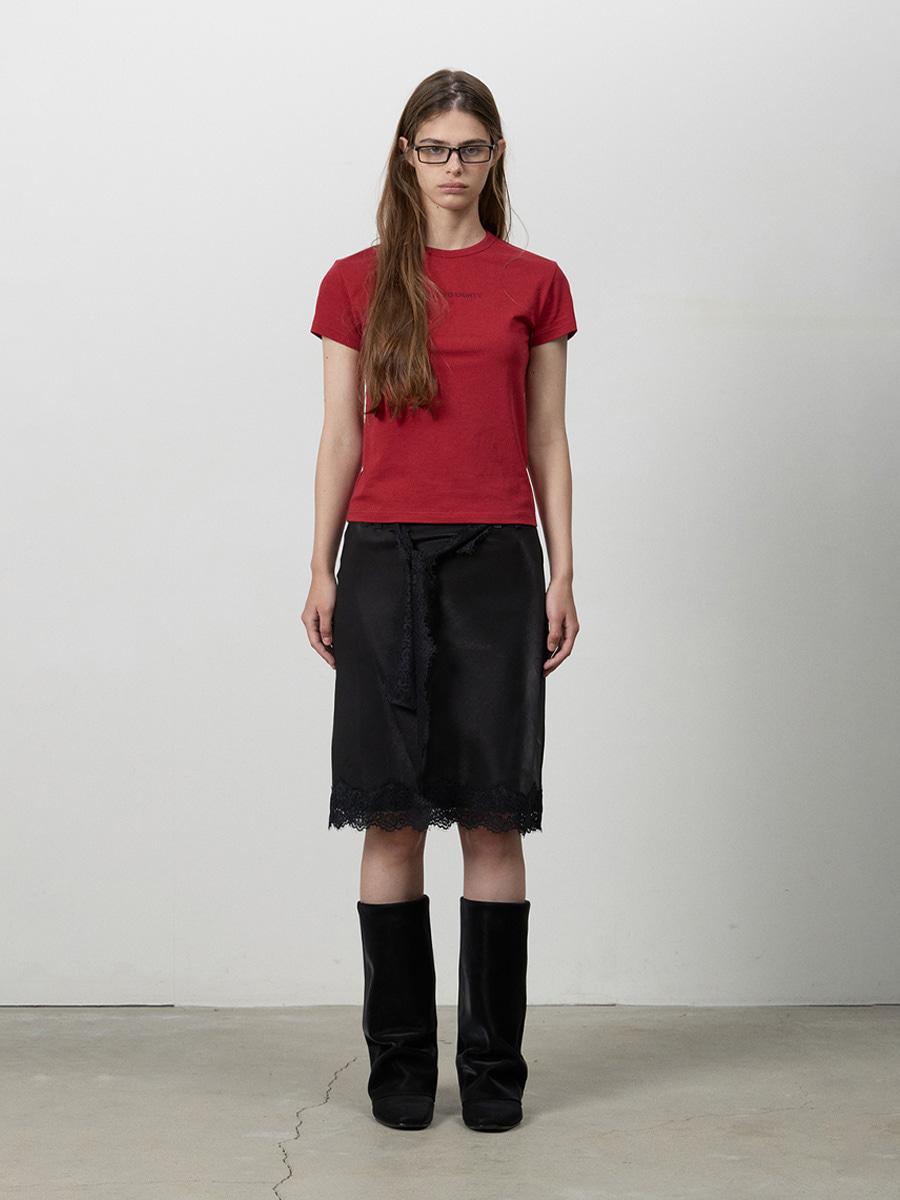 LACE MIDI SKIRT BLACK