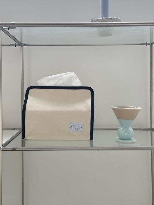 바이어스 티슈케이스 아이보리블랙 (직사각)