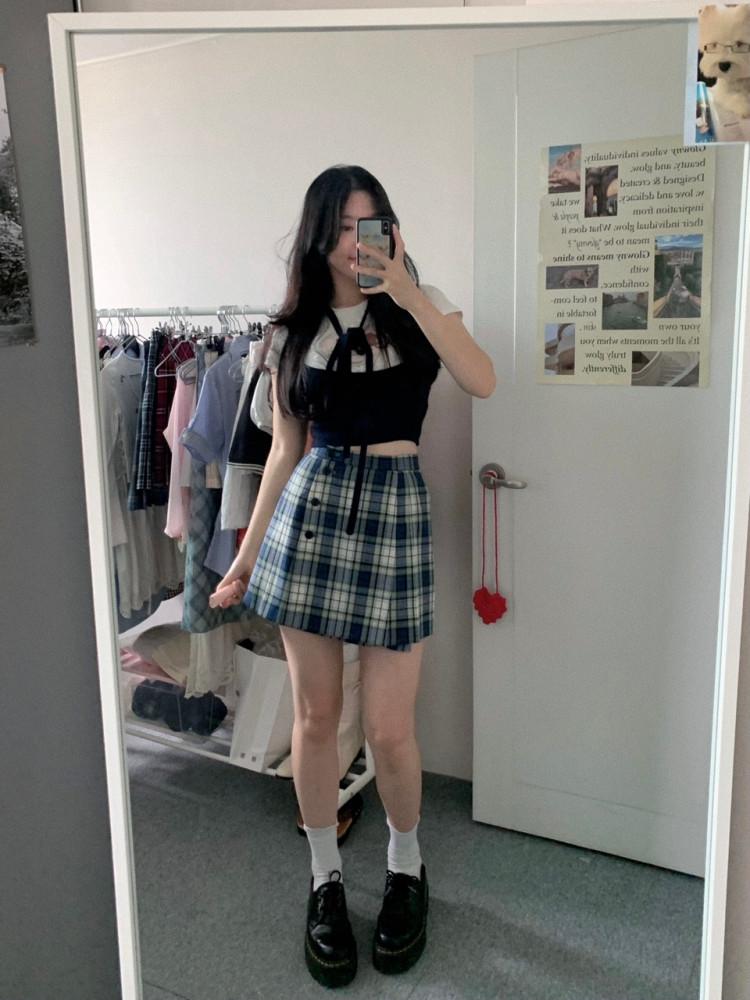 [중고] 328. Blue Check Wrap Skirt 🦕 (25)