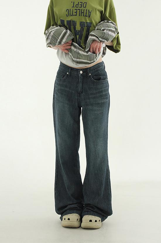 로컬맨션 soft deep blue semi boot-cut jean