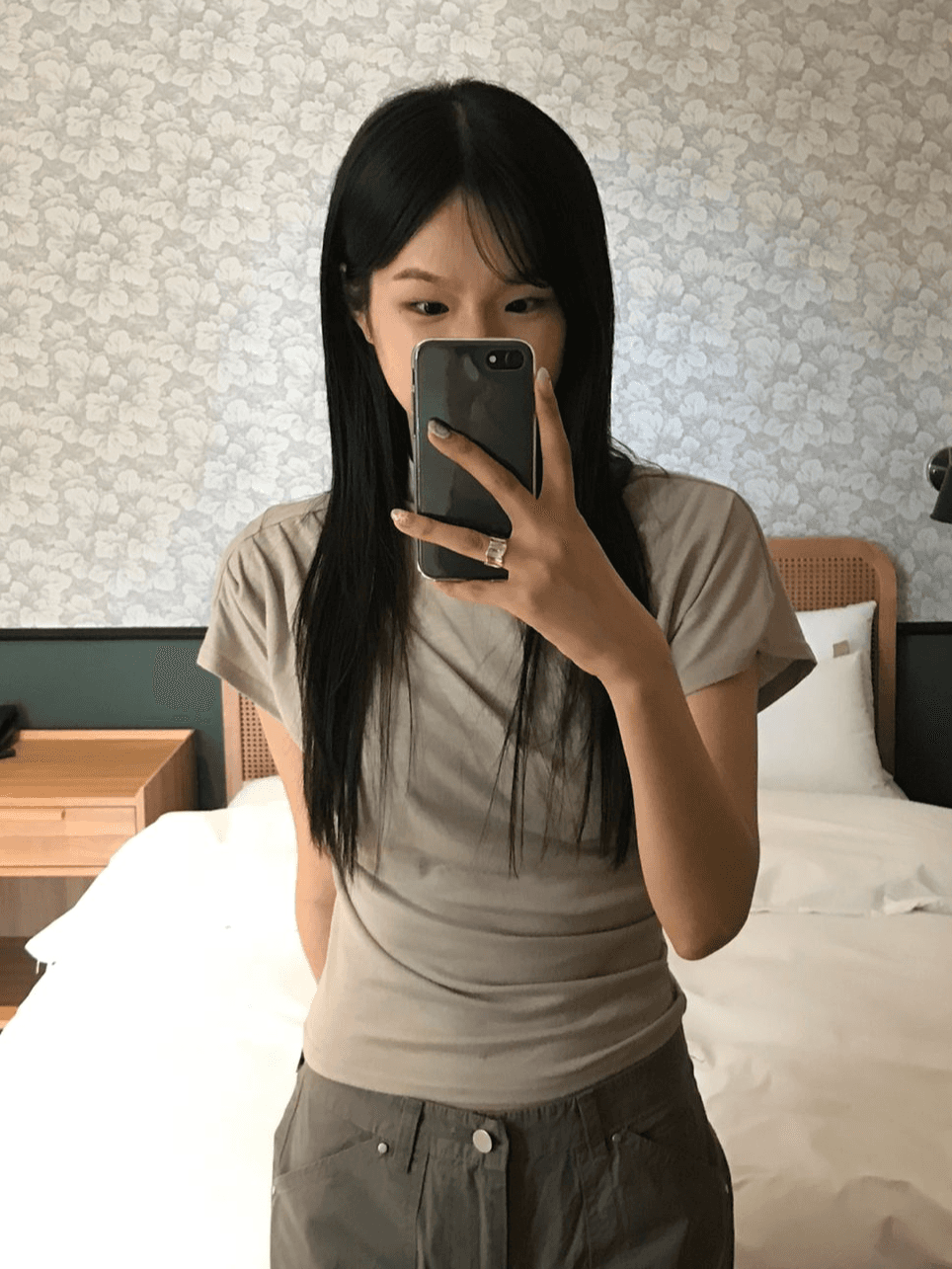 원그린 (🎉인기재진행/주문폭주🎉)셔링 터틀넥 모달 캡소매 반팔티