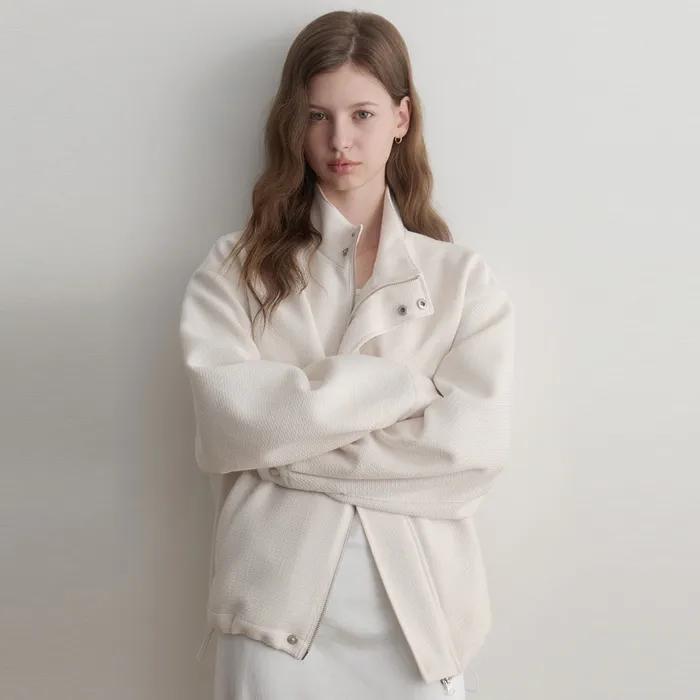 les Ivory tweed half blouson